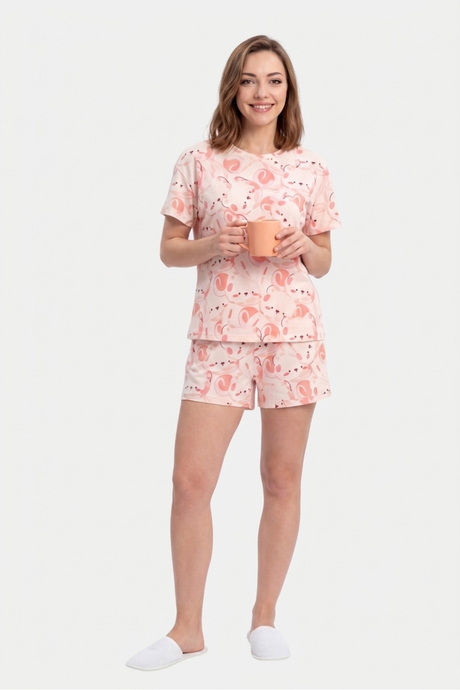 Buy Sweet Dreams Adorable Cartoon Bear Short Set - Peach