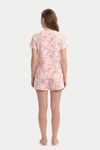 Sweet Dreams Adorable Cartoon Bear Short Set - Peach — thumbnail 2