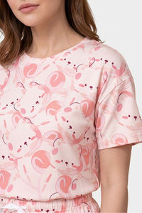 Sweet Dreams Adorable Cartoon Bear Short Set - Peach — thumbnail 4