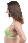 Lovable Floral Lace Sectioned Padded Wired Bra- Green — thumbnail 3