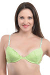 Lovable Floral Lace Sectioned Padded Wired Bra- Green — thumbnail 4