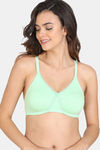 Zivame Essentials Double Layered Non Wired Full Coverage T-Shirt Bra - Green Ash — thumbnail 1