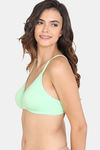 Zivame Essentials Double Layered Non Wired Full Coverage T-Shirt Bra - Green Ash — thumbnail 3