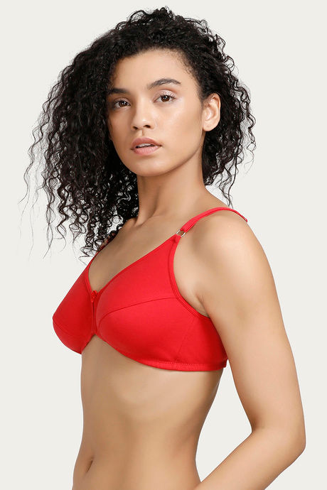 Rosaline Essentials Single Layered Non Wired Full Coverage Bra - Red — image 2