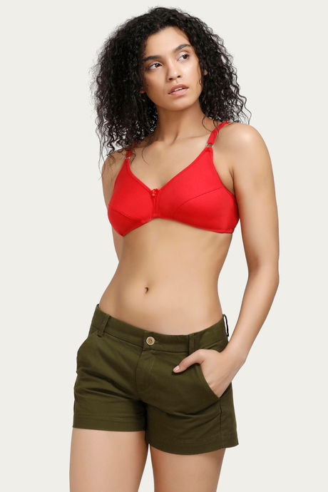 Rosaline Essentials Single Layered Non Wired Full Coverage Bra - Red — image 4