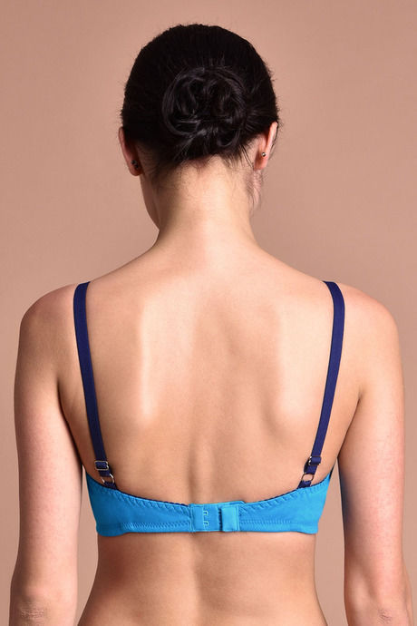 Rosaline Essentials Double Layered Non Wired Full Coverage Bra - Turquoise Blue — image 2