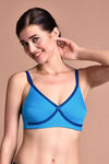 Rosaline Essentials Double Layered Non Wired Full Coverage Bra - Turquoise Blue — thumbnail 5