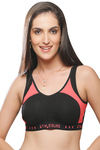 Lovable Medium Impact Sports Bra - Black N Pink — thumbnail 1