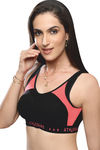 Lovable Medium Impact Sports Bra - Black N Pink — thumbnail 3