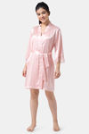 Adorenite Relaxed Fit Satin Nightwear + Robe - Pink — thumbnail 1