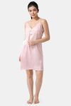 Adorenite Relaxed Fit Satin Nightwear + Robe - Pink — thumbnail 2