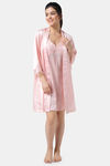 Adorenite Relaxed Fit Satin Nightwear + Robe - Pink — thumbnail 5