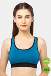 Lavos Organic Cotton & Bamboo Reversible Medium Impact Sports Bra - Teal Blue Black — thumbnail 2