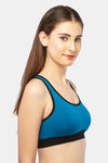 Lavos Organic Cotton & Bamboo Reversible Medium Impact Sports Bra - Teal Blue Black — thumbnail 3