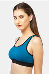 Lavos Organic Cotton & Bamboo Reversible Medium Impact Sports Bra - Teal Blue Black — thumbnail 4