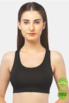 Lavos Organic Cotton & Bamboo Reversible Medium Impact Sports Bra - Teal Blue Black — thumbnail 6