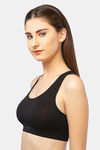 Lavos Organic Cotton & Bamboo Reversible Medium Impact Sports Bra - Teal Blue Black — thumbnail 7