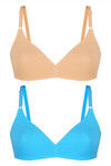 Triumph Solid Non Padded Wirefree Bra (Pack of 2)-PeachBlue — thumbnail 5