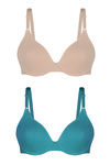 Triumph Solid Non Padded Underwired Bra (Pack of 2)-PeachBlue — thumbnail 5