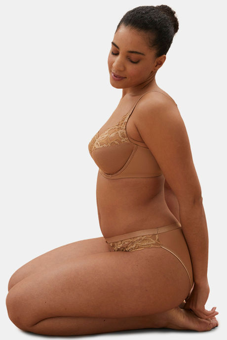 Marks & Spencer Lightly Lined Regular Wired Full Coverage Lace Bra - Rich Amber      — image 4