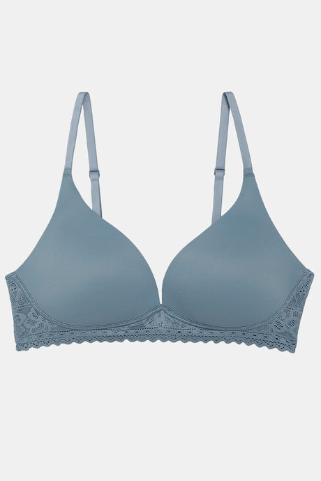 Marks & Spencer Padded Non-Wired Full Coverage Lace Bra - Grey Blue — image 2