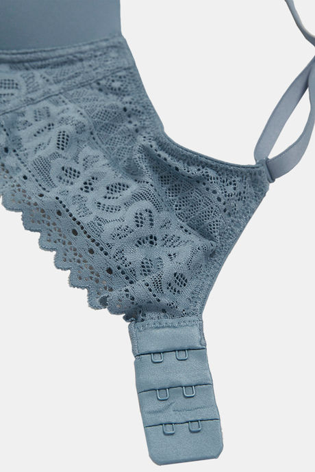 Marks & Spencer Padded Non-Wired Full Coverage Lace Bra - Grey Blue — image 3