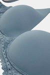 Marks & Spencer Padded Non-Wired Full Coverage Lace Bra - Grey Blue — thumbnail 4