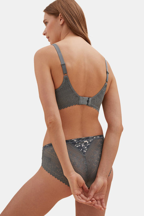 Marks & Spencer Padded Wired Full Coverage Lace Bra - Dark Grey — image 2