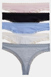 Marks & Spencer Medium Rise Thong Panty (Pack of 5) - Grey Mix     — thumbnail 3
