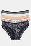 Marks & Spencer Low Rise Half Coverage Thong Panty (Pack of 5) - Navy Mix         — thumbnail 1