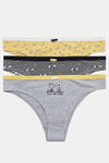 Marks & Spencer Low Rise Three-Fourth Coverage Thong Panty (Pack of 3) - Yellow Mix       — thumbnail 1