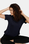 Marks & Spencer Plain Round Neck T-Shirt - Navy — thumbnail 4