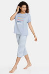 Marks & Spencer Printed Regular Fit Pyjama Set - Blue Mix — thumbnail 2
