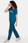 Marks & Spencer Pure Cotton Animal Print Pyjama Set - Teal Mix — thumbnail 2