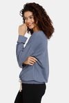 Marks & Spencer Brunch Slogan Cotton Loungewear Top - Blue Marl — thumbnail 2