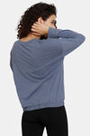 Marks & Spencer Brunch Slogan Cotton Loungewear Top - Blue Marl — thumbnail 3