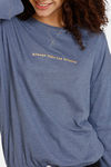 Marks & Spencer Brunch Slogan Cotton Loungewear Top - Blue Marl — thumbnail 5