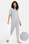 Marks & Spencer Printed Round Neck Pyjama Set - Grey Mix — thumbnail 1