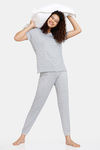 Marks & Spencer Printed Round Neck Pyjama Set - Grey Mix — thumbnail 4