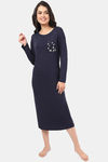 Marks & Spencer Cotton Mid Length Nightdress - Navy — thumbnail 1