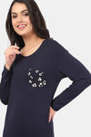 Marks & Spencer Cotton Mid Length Nightdress - Navy — thumbnail 3