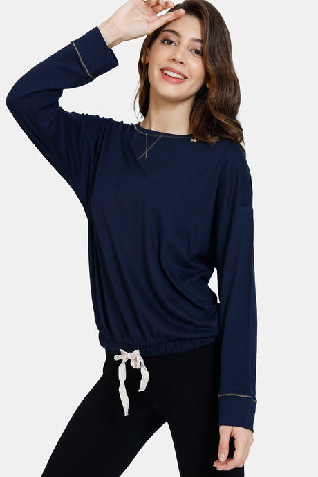 Marks & Spencer Star Embroidery Cotton Top - Navy — image 2