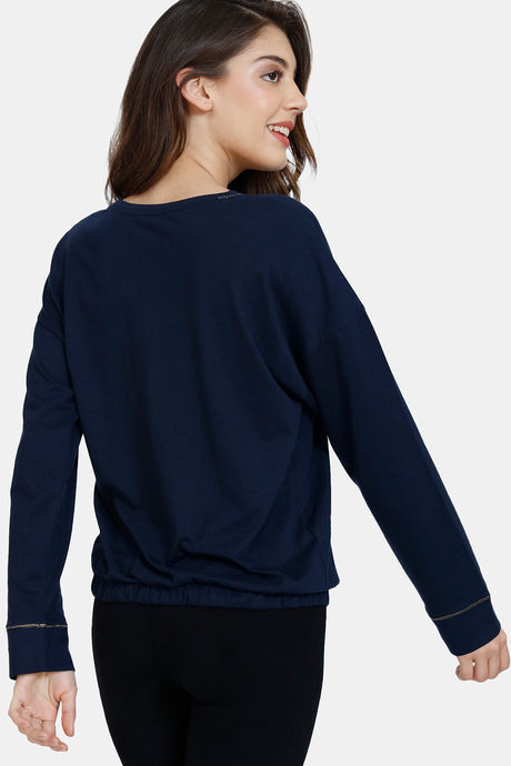 Marks & Spencer Star Embroidery Cotton Top - Navy — image 3