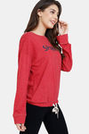 Marks & Spencer Sparkle Slogan Cotton Pyjama Top - Red — thumbnail 2