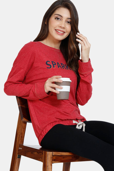 Marks & Spencer Sparkle Slogan Cotton Pyjama Top - Red — image 4