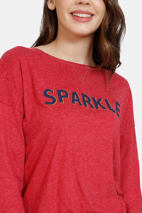 Marks & Spencer Sparkle Slogan Cotton Pyjama Top - Red — image 5