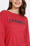 Marks & Spencer Sparkle Slogan Cotton Pyjama Top - Red — thumbnail 5