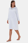 Marks & Spencer Cotton Mid Length Nightdress - Light Blue — thumbnail 2