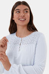 Marks & Spencer Cotton Mid Length Nightdress - Light Blue — thumbnail 4