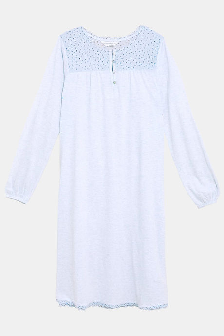 Marks & Spencer Cotton Mid Length Nightdress - Light Blue — image 5